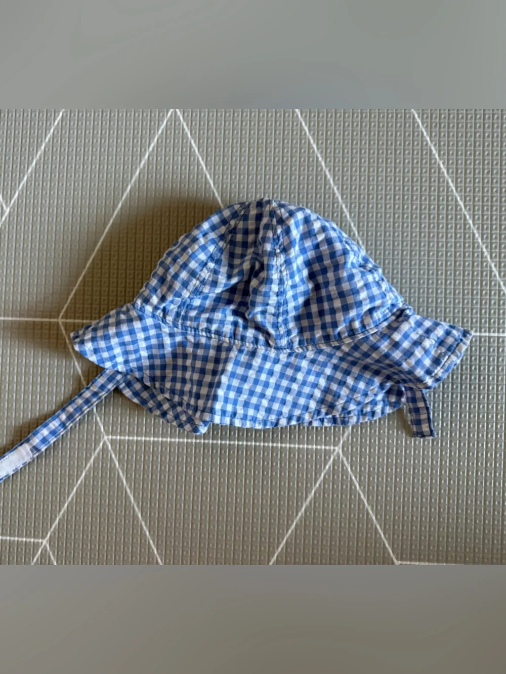 Carters|Baby boy/gender neutral Blue Gingham Sun Hat,Lightweight Bucket Hat•9M - Picture 3 of 4